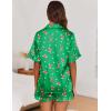 imageEkouaer Womens Satin Pajamas Set Button Down Silk 2 Piece Pj Sets Ruffle Short Sleeve SleepwearChristmas Green