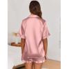 imageEkouaer Womens Satin Pajamas Set Button Down Silk 2 Piece Pj Sets Ruffle Short Sleeve SleepwearFuchsia