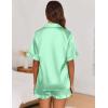 imageEkouaer Womens Satin Pajamas Set Button Down Silk 2 Piece Pj Sets Ruffle Short Sleeve SleepwearGray Green
