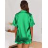 imageEkouaer Womens Satin Pajamas Set Button Down Silk 2 Piece Pj Sets Ruffle Short Sleeve SleepwearGreen