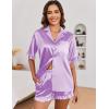 imageEkouaer Womens Satin Pajamas Set Button Down Silk 2 Piece Pj Sets Ruffle Short Sleeve SleepwearLilac