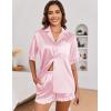 imageEkouaer Womens Satin Pajamas Set Button Down Silk 2 Piece Pj Sets Ruffle Short Sleeve SleepwearPink