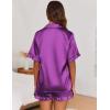 imageEkouaer Womens Satin Pajamas Set Button Down Silk 2 Piece Pj Sets Ruffle Short Sleeve SleepwearPurple