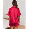 imageEkouaer Womens Satin Pajamas Set Button Down Silk 2 Piece Pj Sets Ruffle Short Sleeve SleepwearRed