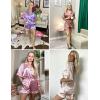 imageEkouaer Womens Satin Pajamas Set Button Down Silk 2 Piece Pj Sets Ruffle Short Sleeve SleepwearRose Red