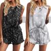 imageEkouaer 2 Pack Womens Pajama Set Print Sleepwear Tank Tops and Ruffled Shorts with Pockets Y2k Loungewear Sets Outfits SXXLStar Print