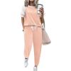 imageEkouaer Lounge Sets for Women Two Piece Pajama Set Short Sleeve Crewneck Jogger Outfits and Sweatpants TracksuitChampagne