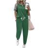 imageEkouaer Lounge Sets for Women Two Piece Pajama Set Short Sleeve Crewneck Jogger Outfits and Sweatpants TracksuitGreen