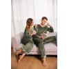 imageEkouaer Couples Matching Pajamas Sets Velvet PJs Set for Men and Women Velour Long Sleeve Sleepwear SXXLArmy Green