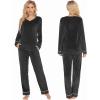 imageEkouaer Couples Matching Pajamas Sets Velvet PJs Set for Men and Women Velour Long Sleeve Sleepwear SXXLBlack