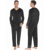 imageEkouaer Couples Matching Pajamas Sets Velvet PJs Set for Men and Women Velour Long Sleeve Sleepwear SXXLBlack