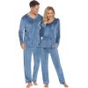 imageEkouaer Couples Matching Pajamas Sets Velvet PJs Set for Men and Women Velour Long Sleeve Sleepwear SXXLBlue