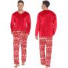 imageEkouaer Couples Matching Pajamas Sets Velvet PJs Set for Men and Women Velour Long Sleeve Sleepwear SXXLChristmas Red