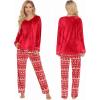 imageEkouaer Couples Matching Pajamas Sets Velvet PJs Set for Men and Women Velour Long Sleeve Sleepwear SXXLChristmas Red