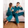 imageEkouaer Couples Matching Pajamas Sets Velvet PJs Set for Men and Women Velour Long Sleeve Sleepwear SXXLDark Green