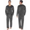 imageEkouaer Couples Matching Pajamas Sets Velvet PJs Set for Men and Women Velour Long Sleeve Sleepwear SXXLDeep Gray