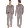 imageEkouaer Couples Matching Pajamas Sets Velvet PJs Set for Men and Women Velour Long Sleeve Sleepwear SXXLLight Gray