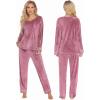 imageEkouaer Couples Matching Pajamas Sets Velvet PJs Set for Men and Women Velour Long Sleeve Sleepwear SXXLLight Gray