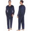 imageEkouaer Couples Matching Pajamas Sets Velvet PJs Set for Men and Women Velour Long Sleeve Sleepwear SXXLNavy