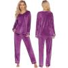 imageEkouaer Couples Matching Pajamas Sets Velvet PJs Set for Men and Women Velour Long Sleeve Sleepwear SXXLPurple