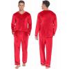 imageEkouaer Couples Matching Pajamas Sets Velvet PJs Set for Men and Women Velour Long Sleeve Sleepwear SXXLRed