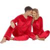 imageEkouaer Couples Matching Pajamas Sets Velvet PJs Set for Men and Women Velour Long Sleeve Sleepwear SXXLRed