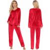 imageEkouaer Couples Matching Pajamas Sets Velvet PJs Set for Men and Women Velour Long Sleeve Sleepwear SXXLRed