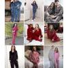 imageEkouaer Couples Matching Pajamas Sets Velvet PJs Set for Men and Women Velour Long Sleeve Sleepwear SXXLRed