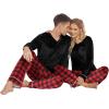 imageEkouaer Couples Matching Pajamas Sets Velvet PJs Set for Men and Women Velour Long Sleeve Sleepwear SXXLRed Plaid