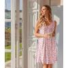 imageEkouaer Nightgowns for Women Sleeveless Sleep Shirt Tank Night Gown V Neck Chemise Pleated Night Shirt Soft Sleep DressFloral Pink