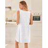 imageEkouaer Nightgowns for Women Sleeveless Sleep Shirt Tank Night Gown V Neck Chemise Pleated Night Shirt Soft Sleep DressFloral White