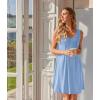 imageEkouaer Nightgowns for Women Sleeveless Sleep Shirt Tank Night Gown V Neck Chemise Pleated Night Shirt Soft Sleep DressLight Blue