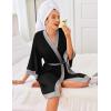 imageEkouaer Robes for Women Knee Length Bathrobe Lightweight Kimono Robe 34 Sleeve Knit Sleepwear with PocketsBlack