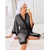 imageEkouaer Robes for Women Knee Length Bathrobe Lightweight Kimono Robe 34 Sleeve Knit Sleepwear with PocketsDark Grey