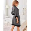 imageEkouaer Robes for Women Knee Length Bathrobe Lightweight Kimono Robe 34 Sleeve Knit Sleepwear with PocketsDark Grey