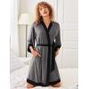 imageEkouaer Robes for Women Knee Length Bathrobe Lightweight Kimono Robe 34 Sleeve Knit Sleepwear with PocketsDark Grey