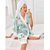 imageEkouaer Robes for Women Knee Length Bathrobe Lightweight Kimono Robe 34 Sleeve Knit Sleepwear with PocketsGreen Flower