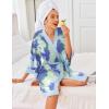 imageEkouaer Robes for Women Knee Length Bathrobe Lightweight Kimono Robe 34 Sleeve Knit Sleepwear with PocketsGreen Tie Dye