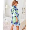 imageEkouaer Robes for Women Knee Length Bathrobe Lightweight Kimono Robe 34 Sleeve Knit Sleepwear with PocketsGreen Tie Dye