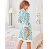 imageEkouaer Robes for Women Knee Length Bathrobe Lightweight Kimono Robe 34 Sleeve Knit Sleepwear with PocketsLight Blue Flower