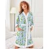 imageEkouaer Robes for Women Knee Length Bathrobe Lightweight Kimono Robe 34 Sleeve Knit Sleepwear with PocketsLight Blue Flower