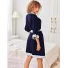 imageEkouaer Robes for Women Knee Length Bathrobe Lightweight Kimono Robe 34 Sleeve Knit Sleepwear with PocketsNavy Blue