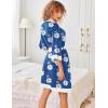 imageEkouaer Robes for Women Knee Length Bathrobe Lightweight Kimono Robe 34 Sleeve Knit Sleepwear with PocketsWhite Leopard Print