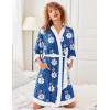 imageEkouaer Robes for Women Knee Length Bathrobe Lightweight Kimono Robe 34 Sleeve Knit Sleepwear with PocketsWhite Leopard Print