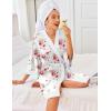 imageEkouaer Robes for Women Knee Length Bathrobe Lightweight Kimono Robe 34 Sleeve Knit Sleepwear with PocketsWhite Red Flowers