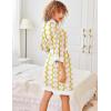 imageEkouaer Robes for Women Knee Length Bathrobe Lightweight Kimono Robe 34 Sleeve Knit Sleepwear with PocketsYellow Pink Grid