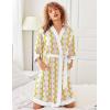 imageEkouaer Robes for Women Knee Length Bathrobe Lightweight Kimono Robe 34 Sleeve Knit Sleepwear with PocketsYellow Pink Grid