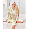 imageEkouaer Robes for Women Knee Length Bathrobe Lightweight Kimono Robe 34 Sleeve Knit Sleepwear with PocketsYellow Pink Grid