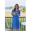 imageEkouaer Women Zipper Robe Short Sleeve Duster Housecoat Short Bathrobes Zip Front Nightgown with Pockets S3XLBlue
