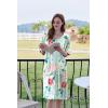 imageEkouaer Women Zipper Robe Short Sleeve Duster Housecoat Short Bathrobes Zip Front Nightgown with Pockets S3XLGreen Flower